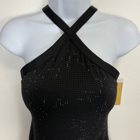 Michael Kors Studded Tankini Top Womens Size Medium Black Bikini Top Swim NWT - Picture 2 of 11